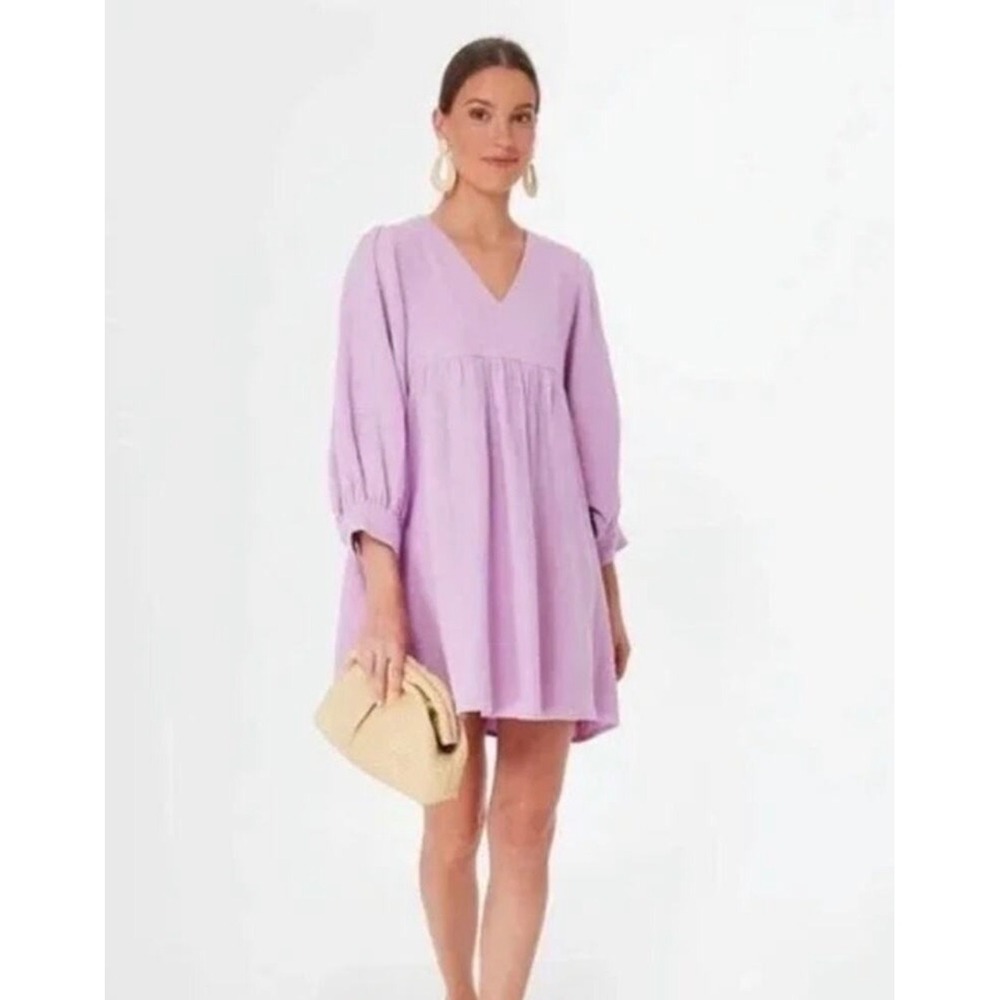 Pomander Place Lavender Purple Millie Gauze Puff Sleeve Babydoll Mini Dress S